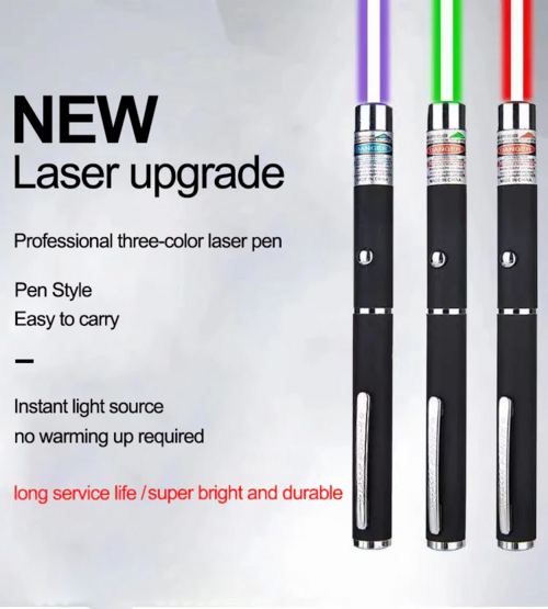 3 Packs Laser Pointer Pen Green Blue Red Light Visible Beam